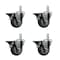Service Caster 3.5'' Gray Poly Wheel Swivel 3/4'' Square Stem Caster Set with Brake, 4PK SCC-SQ20S3514-PPUB-GRY-PLB-34-4 - alternate 1